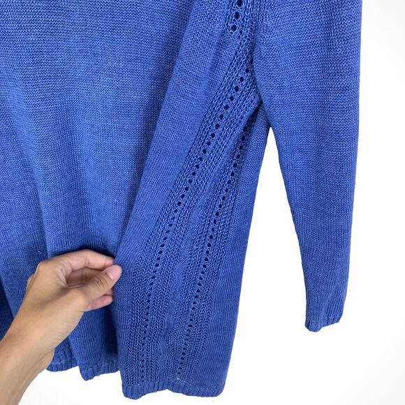 Talbots Womens Blue 3/4 Sleeve Linen Sweater Size Large Petite Casual Office - Picture 6 of 11